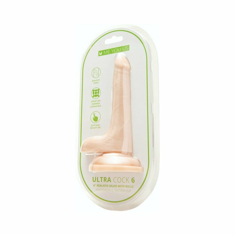 Me You Us Ultra Cock 6 in. Realistic Dual Density Dildo with Balls Vanilla